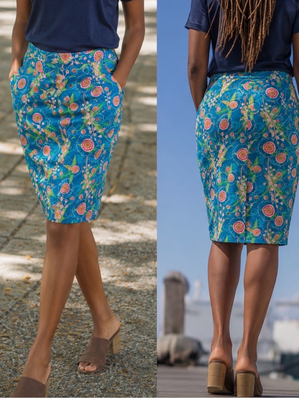 RipSkirt NWT Blue Aussie Floral Hawaiian Print Length 3 Wrap Skirt Size XS